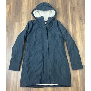 Women Abercrombie & Fitch cotton navy blue sherpa lined hooded parka jacket S